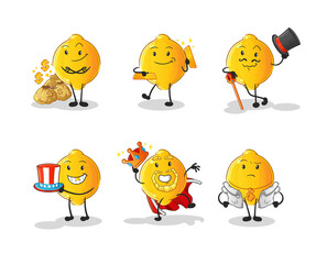 lemon rich character. cartoon mascot vector