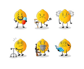 lemon elderly character. cartoon mascot vector