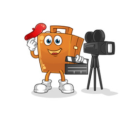 suitcase director mascot. cartoon vector