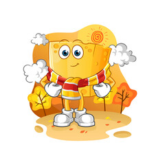 Obraz na płótnie Canvas cheese in the autumn. cartoon mascot vector