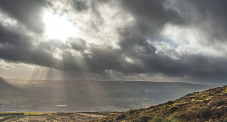 Hills in the Peak District National Park on the first day of the new year, January 1, 2022.