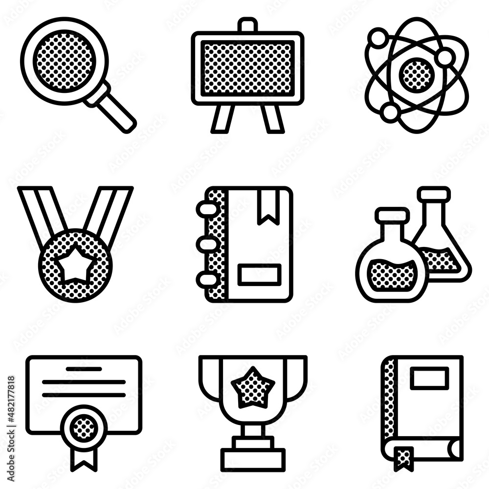 Poster education theme vector icons with simple and modern and simple style