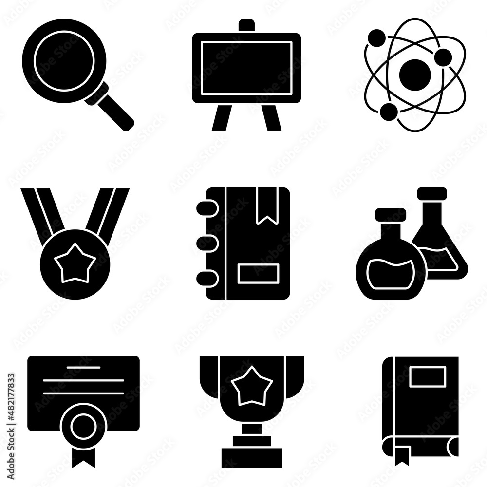Poster education theme vector icons with simple and modern and simple style