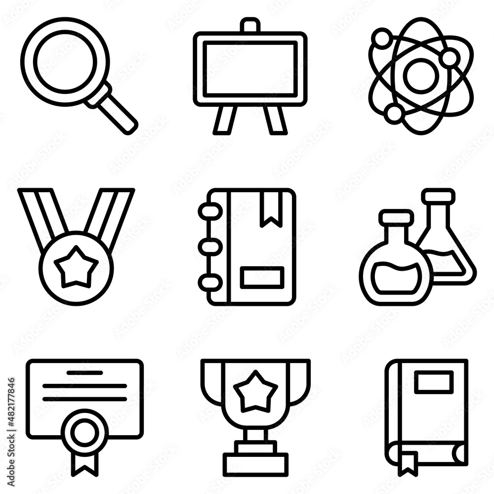 Poster education theme vector icons with simple and modern and simple style