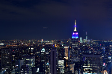 Obraz na płótnie Canvas ニューヨークのダウンタウン・マンハッタン、アメリカ夜景観光