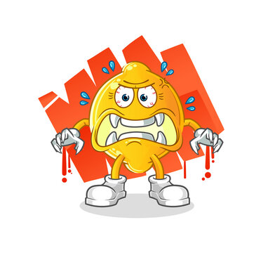 lemon monster vector. cartoon character