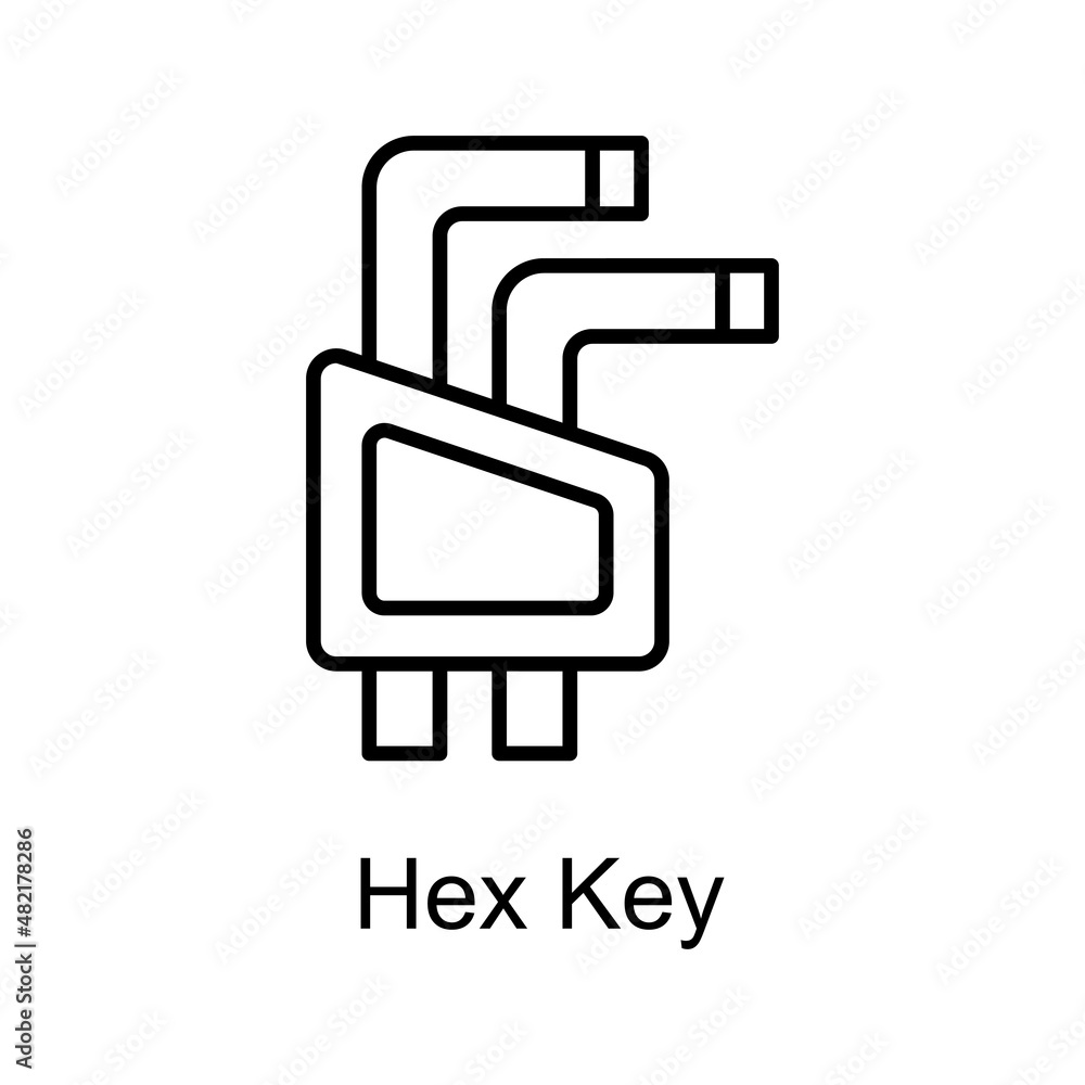 Poster hex key vector outline icon design illustration. home improvements symbol on white background eps 10