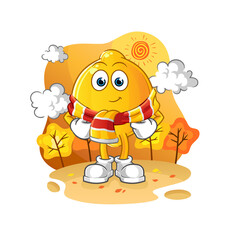 Obraz na płótnie Canvas lemon in the autumn. cartoon mascot vector