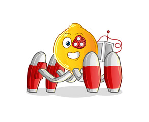 lemon future robot vector. cartoon character