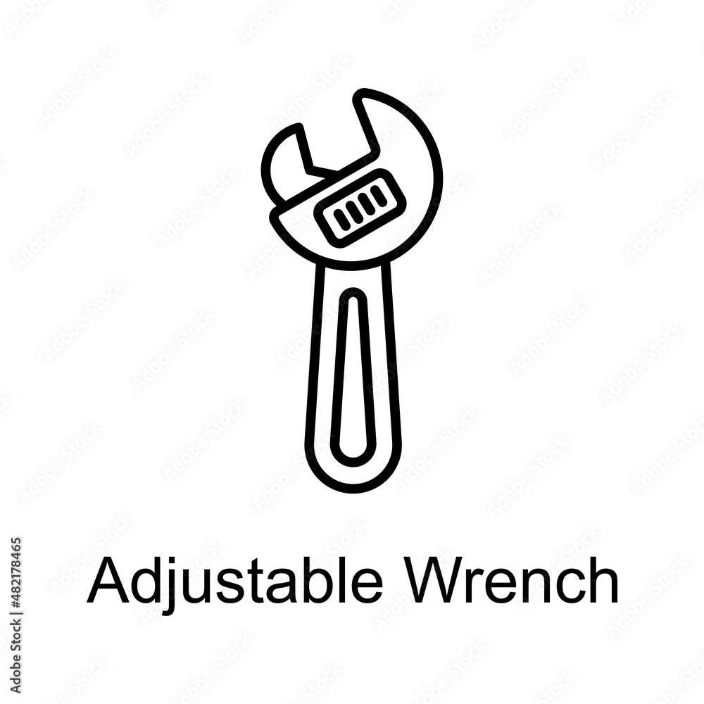Poster adjustable wrench vector outline icon design illustration. home improvements symbol on white backgro