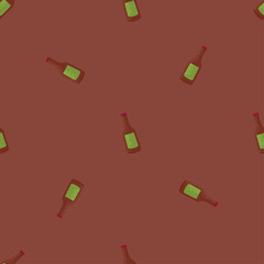 Bottle alcohol seamless pattern. Hand drawn background for menu.