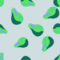 Creative pears seamless pattern. Abstract summer fruit background.