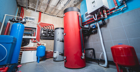 Boiler room with heating and cooling home system technologies