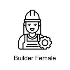 Builder Female vector Outline Icon Design illustration. Home Improvements Symbol on White background EPS 10 File