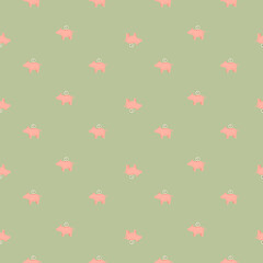 Piggy bank seamless pattern. Funny financial toy background.
