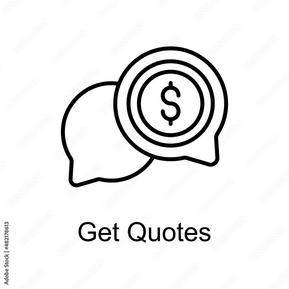 Poster get quotes vector outline icon design illustration. home improvements symbol on white background eps