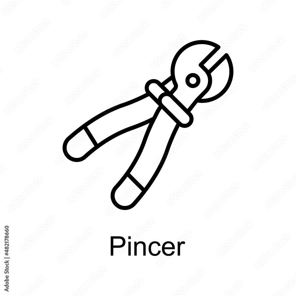 Poster pincer vector outline icon design illustration. home improvements symbol on white background eps 10 