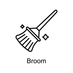 Broom vector Outline Icon Design illustration. Home Improvements Symbol on White background EPS 10 File