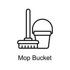 Mop Bucket vector Outline Icon Design illustration. Home Improvements Symbol on White background EPS 10 File © Design Circle 