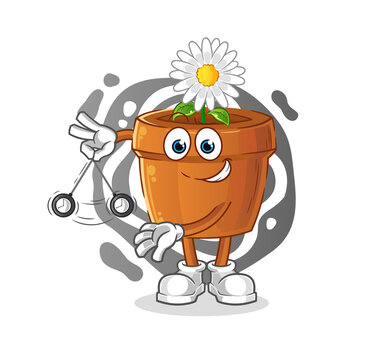 recommend clip art: flower pot hypnotizing cartoon. cartoon mascot vector