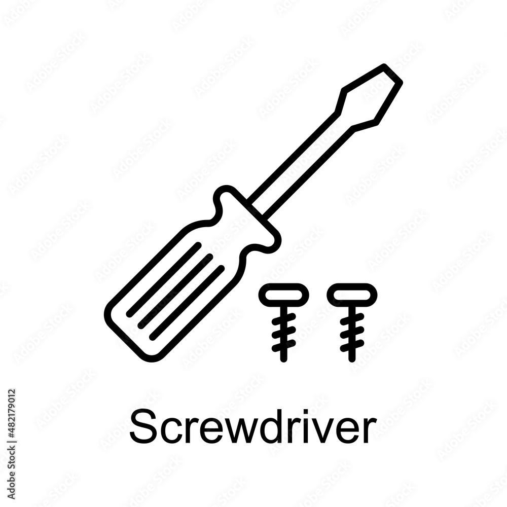 Poster screwdriver vector outline icon design illustration. home improvements symbol on white background ep