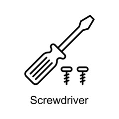 Screwdriver vector Outline Icon Design illustration. Home Improvements Symbol on White background EPS 10 File