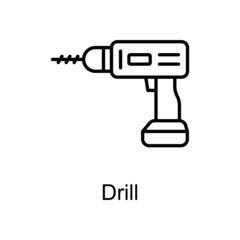 Drill vector Outline Icon Design illustration. Home Improvements Symbol on White background EPS 10 File
