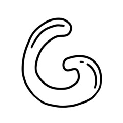 The letter G in a simple cute doodle style. An alphabet element highlighted on a white background. Vector illustration.