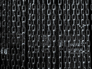 Chain background. Abstract high contrast old grunge texture chains wall, dark background, black and...