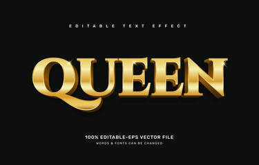 Fototapeta premium Gold Queen editable text effect template