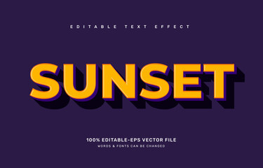 Retro sunset editable text effect template