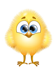 Cute cartoon little yellow chick isolated on white backgroud © Lus Kudritskaja