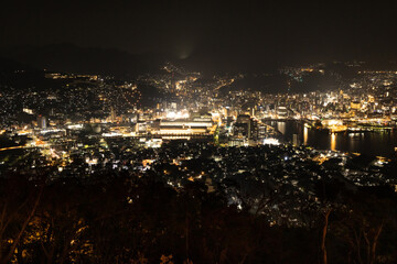 冬の稲佐山からの長崎の美しい夜景