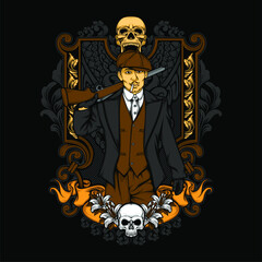 british gangster retro illustration