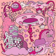 Doodle Heart Valentines Day Collection Hand.