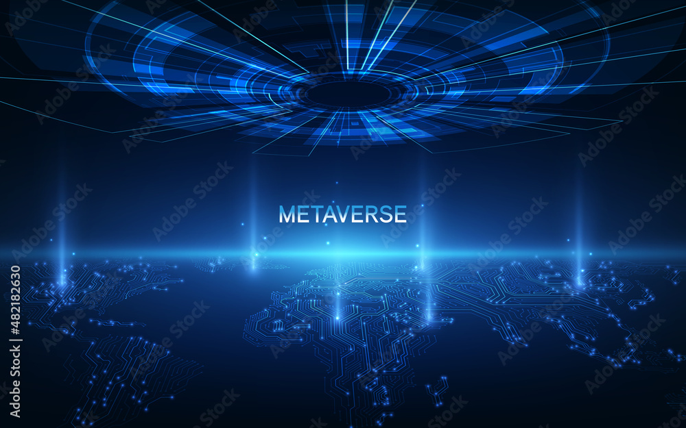 Aufkleber metaverse, virtual reality, augmented reality and blockchain technology, user interface 3d experienc