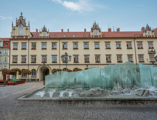 New Town Hall and Zdroj Fountain at Market Square - Wroclaw, Poland - obrazy, fototapety, plakaty