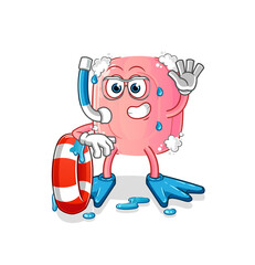 soap swimmer with buoy mascot. cartoon vector