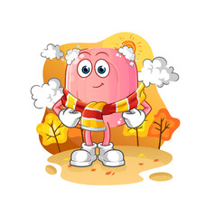 soap in the autumn. cartoon mascot vector