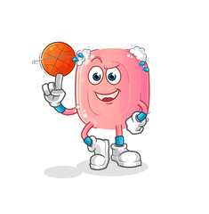 soap playing basket ball mascot. cartoon vector