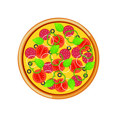 illustration of a pizza on white