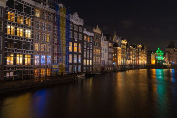 amsterdam canal houses at night