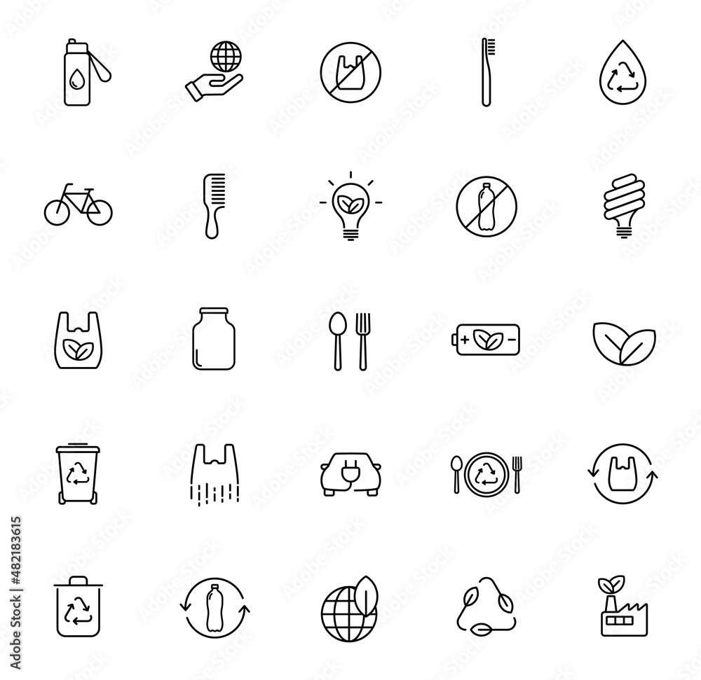 Aufkleber zero waste outline vector icons isolated on white background. zero waste icon set for web and ui des