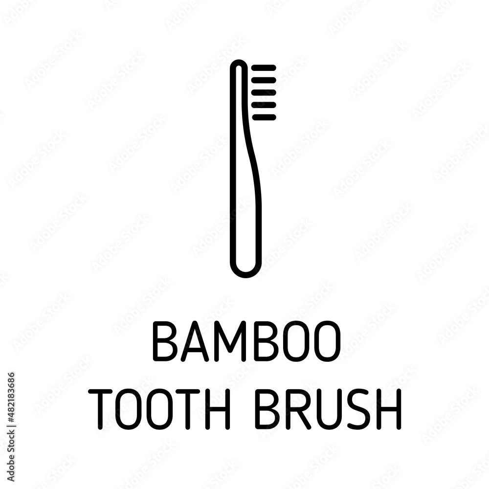 Poster bamboo tooth brush outline vector icon isolated on white background. bamboo tooth brush flat icon fo