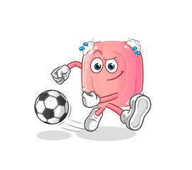 soap kicking the ball cartoon. cartoon mascot vector