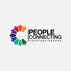 Abstract Initial Letter C Connecting People Logo Vector  Design Template