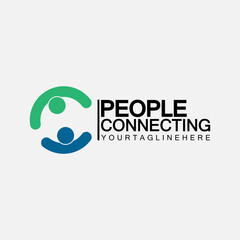 Abstract Initial Letter C Connecting People Logo Vector  Design Template