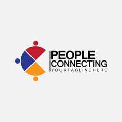Naklejka premium Abstract Initial Letter C Connecting People Logo Vector Design Template