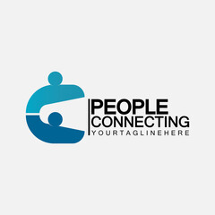 Abstract Initial Letter C Connecting People Logo Vector  Design Template