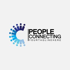 Abstract Initial Letter C Connecting People Logo Vector  Design Template